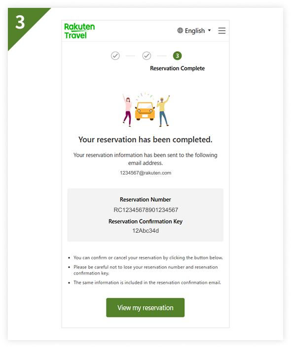 4. Enter reservation information and confirm your details