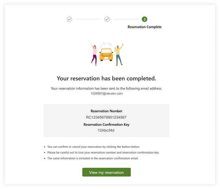 4. Enter reservation information and confirm your details