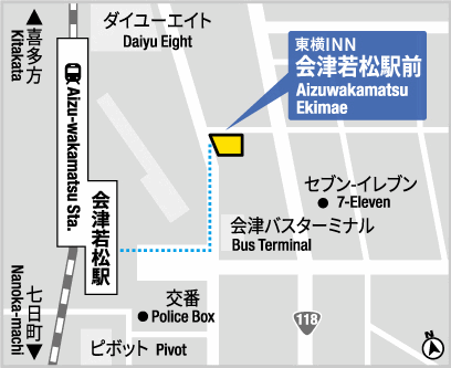 東横INN会津若松駅前 地図・アクセス【楽天トラベル】