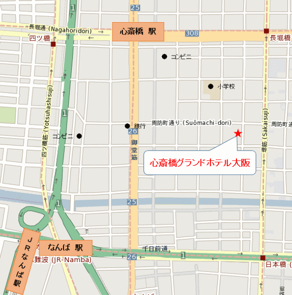心斎橋グランドホテル大阪 地図 アクセス 楽天トラベル