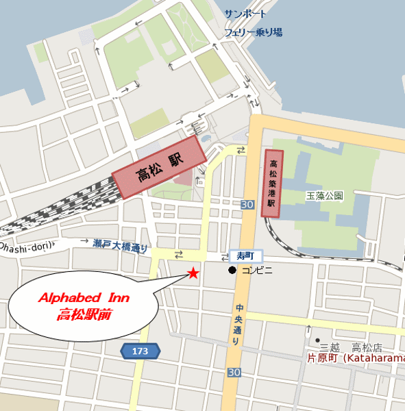 ALPHABED INN 高松駅前 地図・アクセス【楽天トラベル】