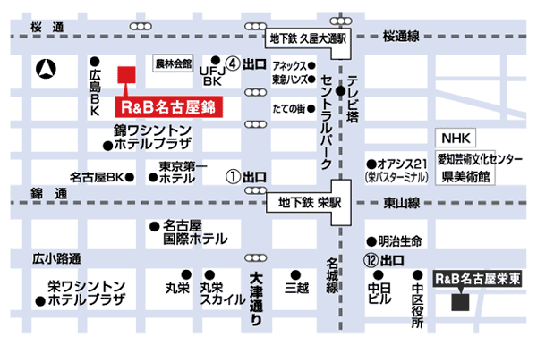 ｒ ｂホテル名古屋錦 地図 アクセス 楽天トラベル