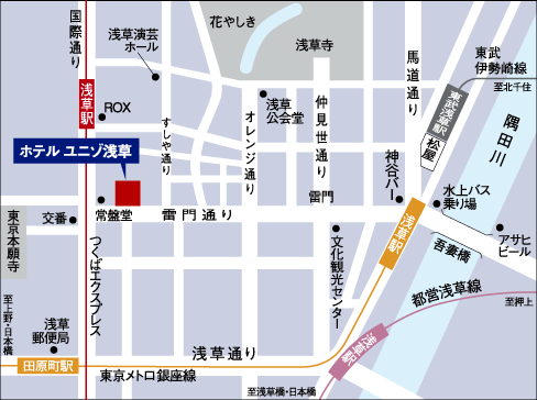 ユニゾイン浅草 地図 アクセス 楽天トラベル