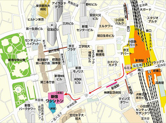 新宿ワシントンホテル 本館 地図 アクセス 楽天トラベル