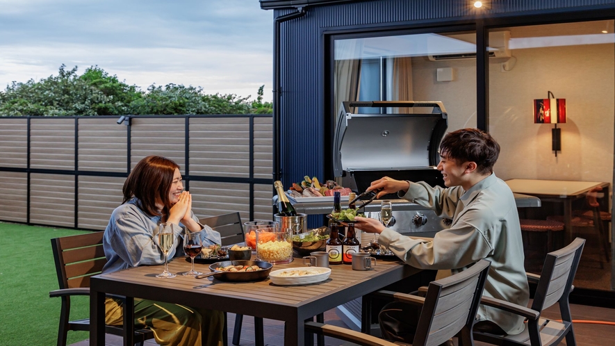 【BBQプラン】テラスにはBBQセットを完備しております。