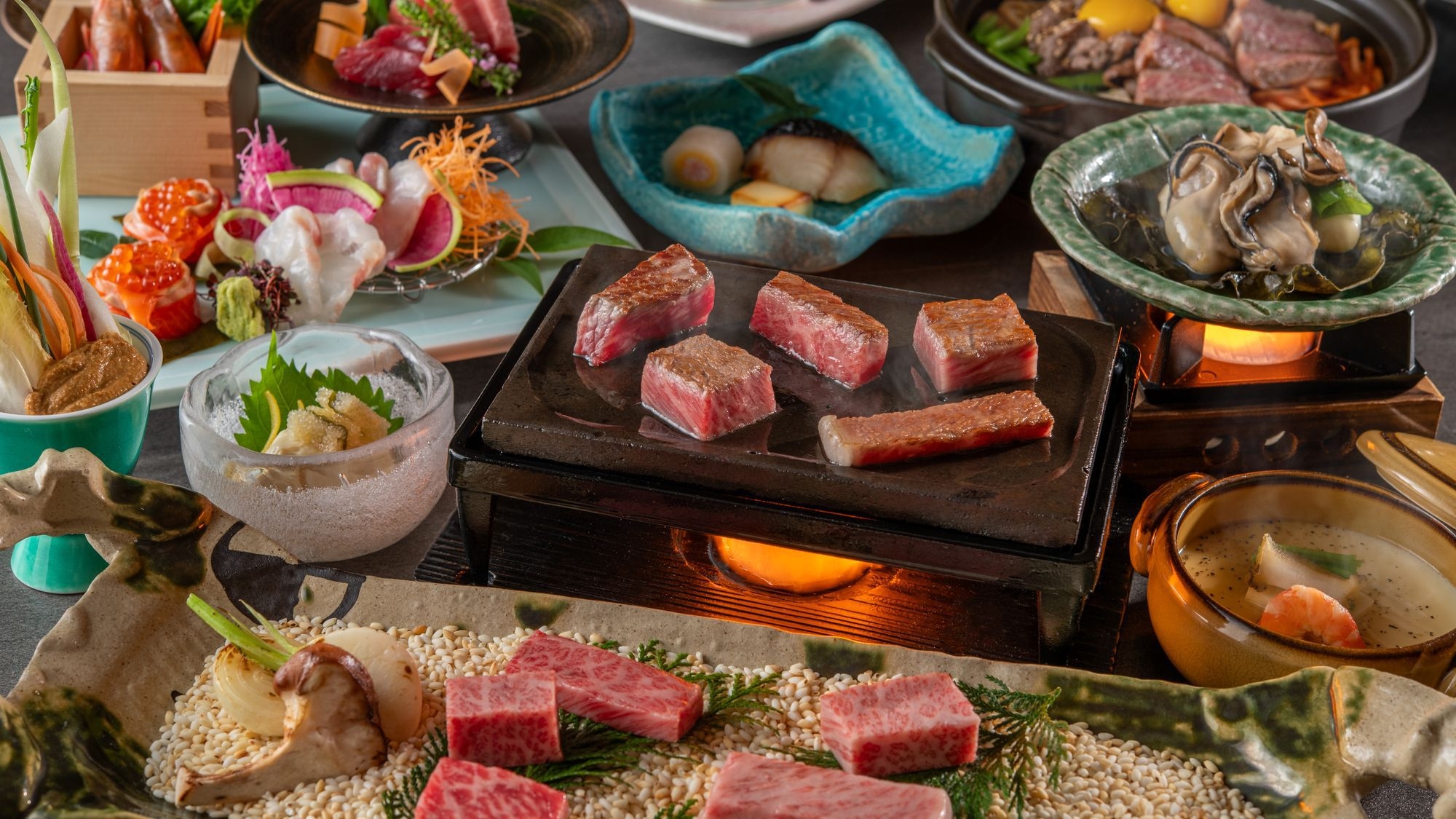 【かに食べ放題／特別会席】A5ランクとちぎ和牛食べ比べと旬の食材の彩り会席