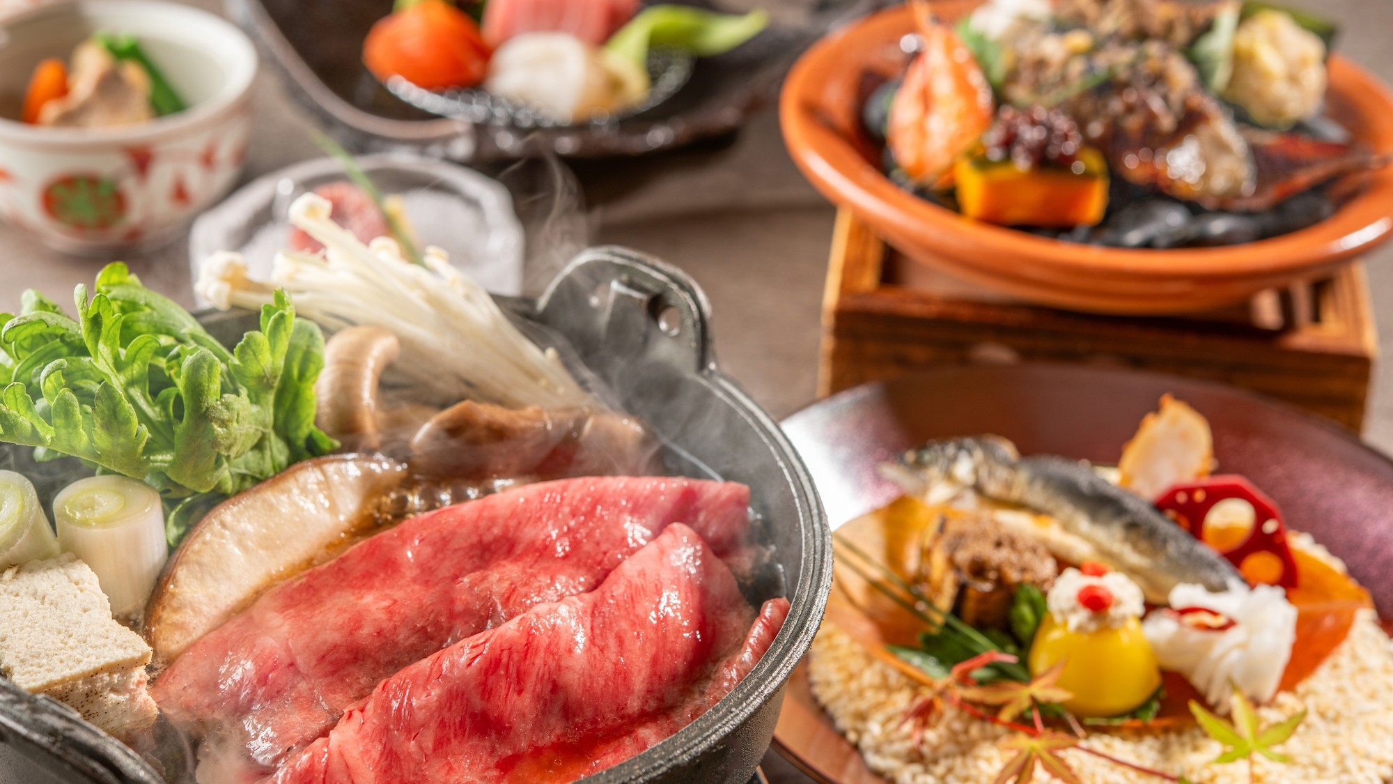夏限定！手持ち花火プレゼント♪【土地の恵み会席】A5ランクとちぎ和牛と彩り豊かな旬の食材を楽しむ会席