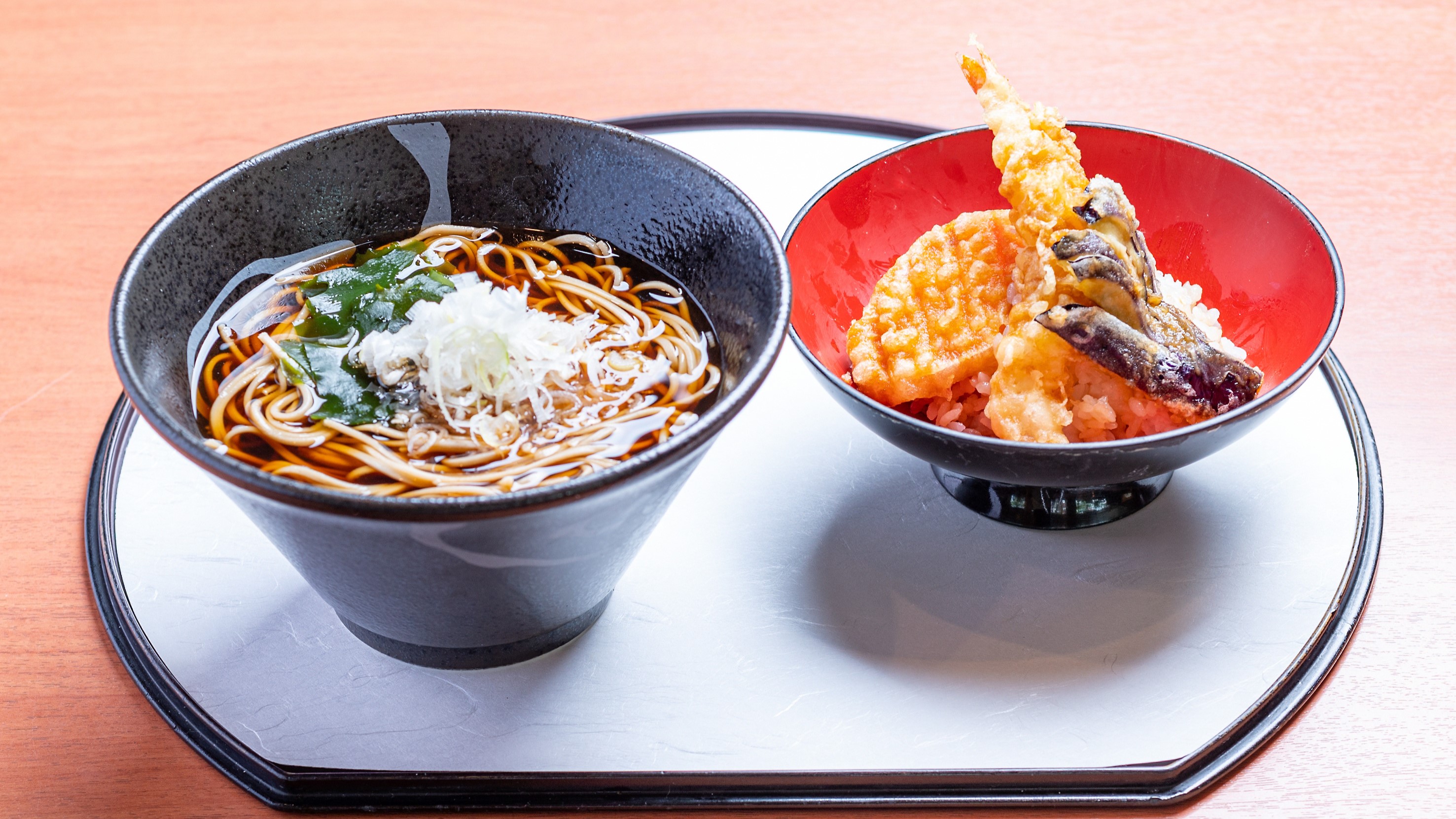 常陸秋そば(温)　ミニ天丼セット