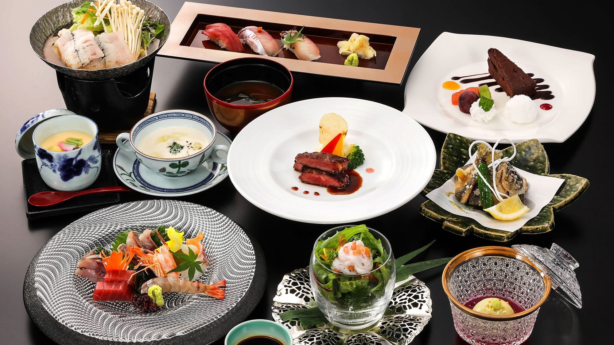 高台から望む夕陽と山口の味覚♪プレミアム和洋会席＜慶＞
