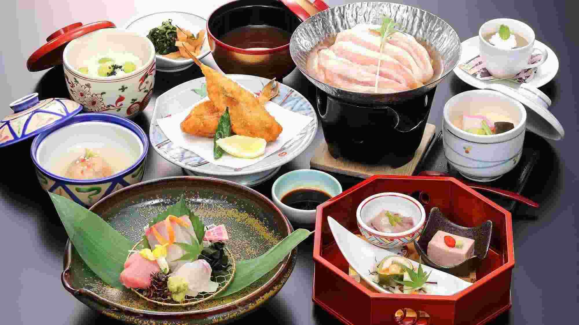 高台から望む夕陽と秋の山口の味覚♪豚肉の霙鍋・小ふぐの唐揚げ・銀杏ご飯・スタンダード＜瑞＞