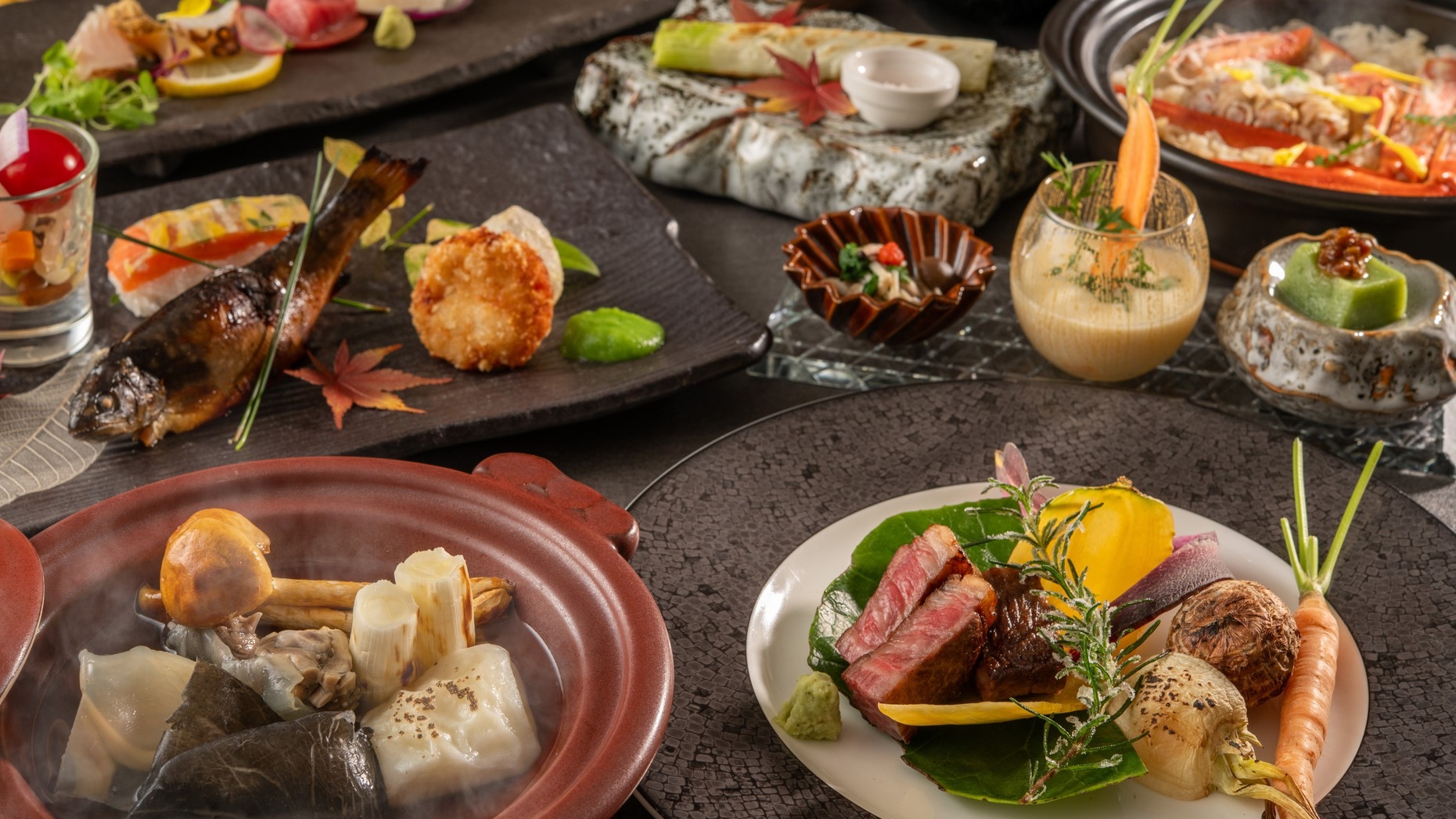 【極み会席】1日10名様限定！埼玉が誇る「深谷牛」を堪能〜松茸と岩魚の土鍋御飯付〜