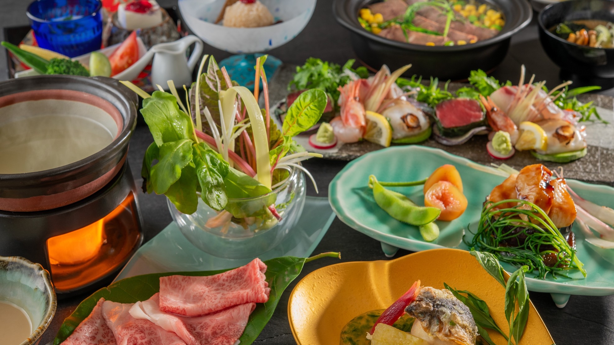 【極み会席】1日10名限定土鍋御飯付！希少な深谷牛のしゃぶしゃぶと地元食材で彩玉の夏を満喫する会席