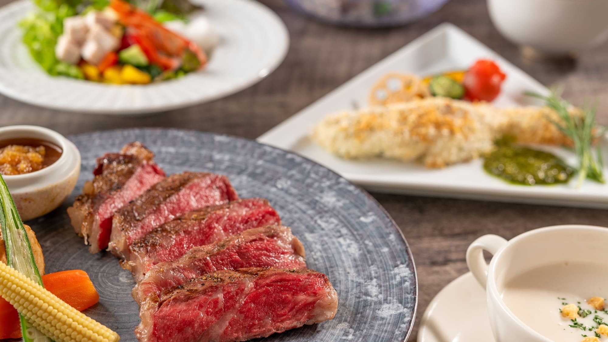 【8月限定】わんちゃんごはん付★夕食は国産牛ステーキをメインに！塩原温泉旅♪＜スタンダード洋風会席＞