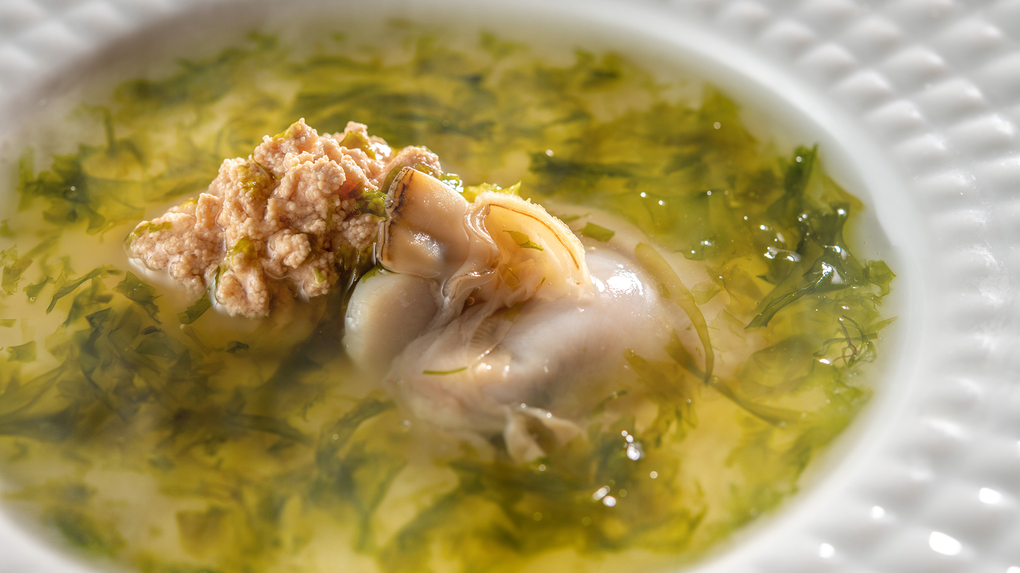 【特別会席】春（2026年3月～5月）温料理 蛤と助子のロワイヤル　生海苔あん