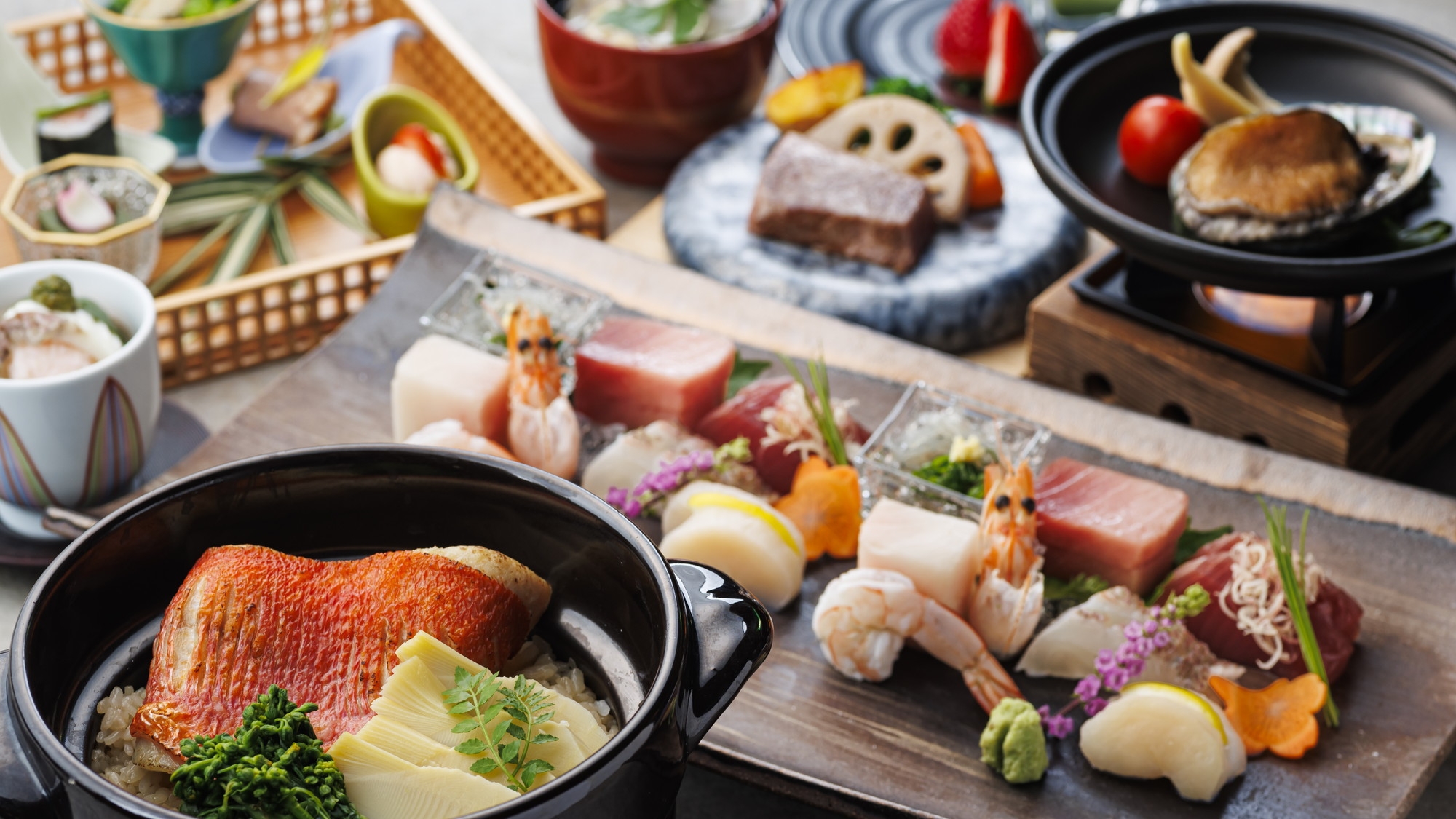【極み会席】金目鯛土鍋ご飯と焼津ミナミマグロと特選和牛の極み会席