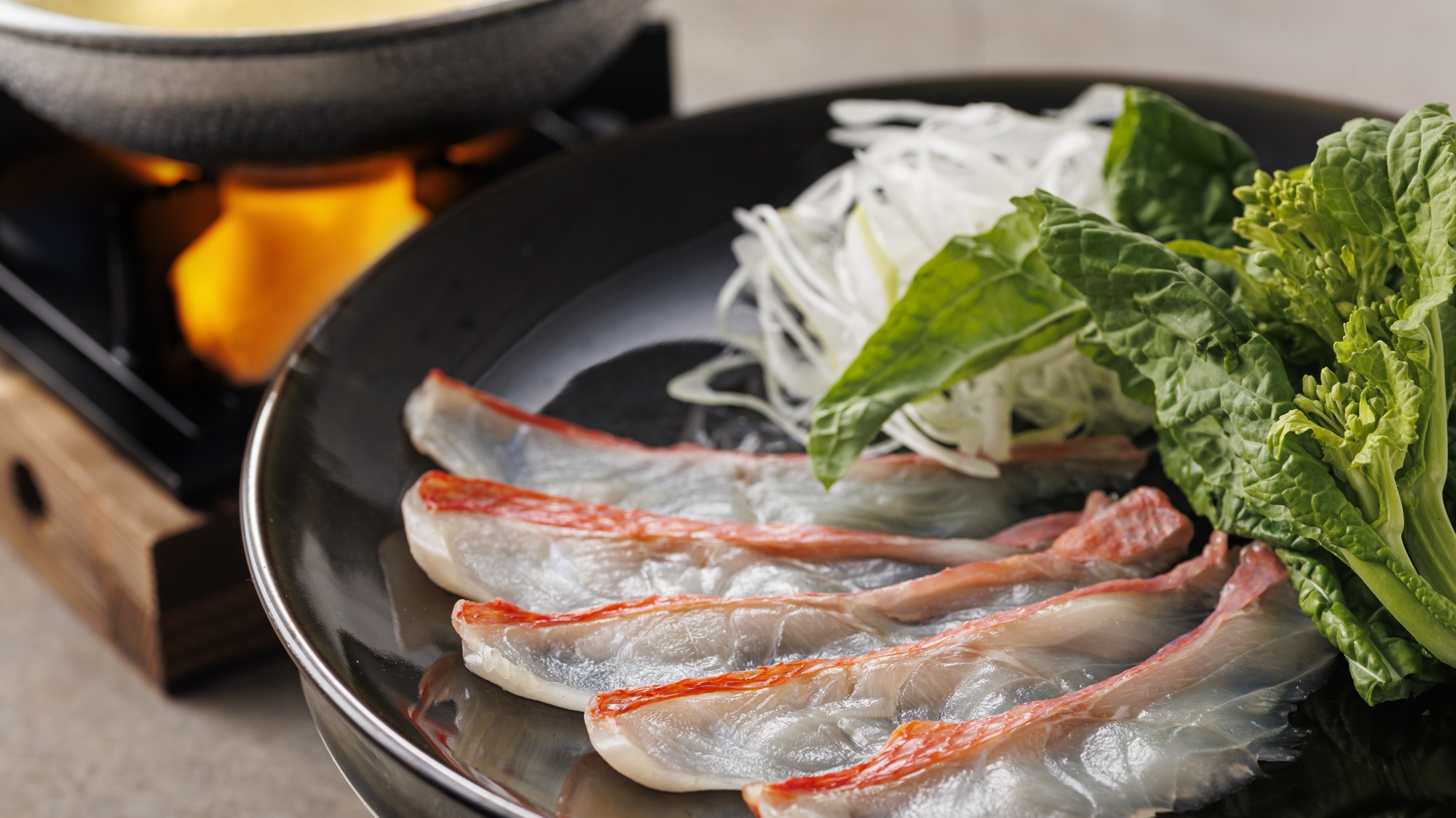 【土地の恵み会席】秋(2026年9月～11月)台の物　御前崎産金目鯛のしゃぶしゃぶ3