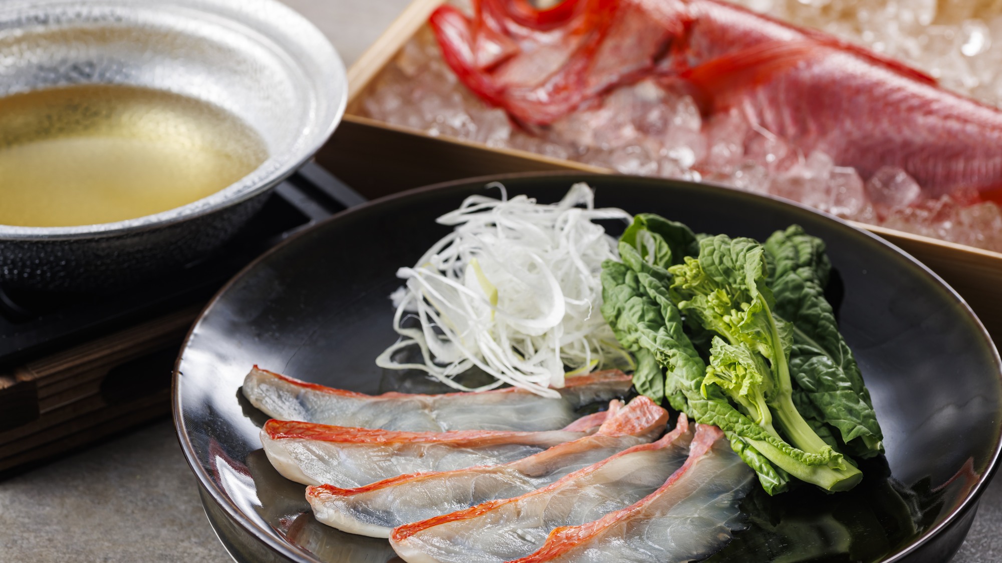 【土地の恵み会席】秋(2026年9月～11月)台の物　御前崎産金目鯛のしゃぶしゃぶ2