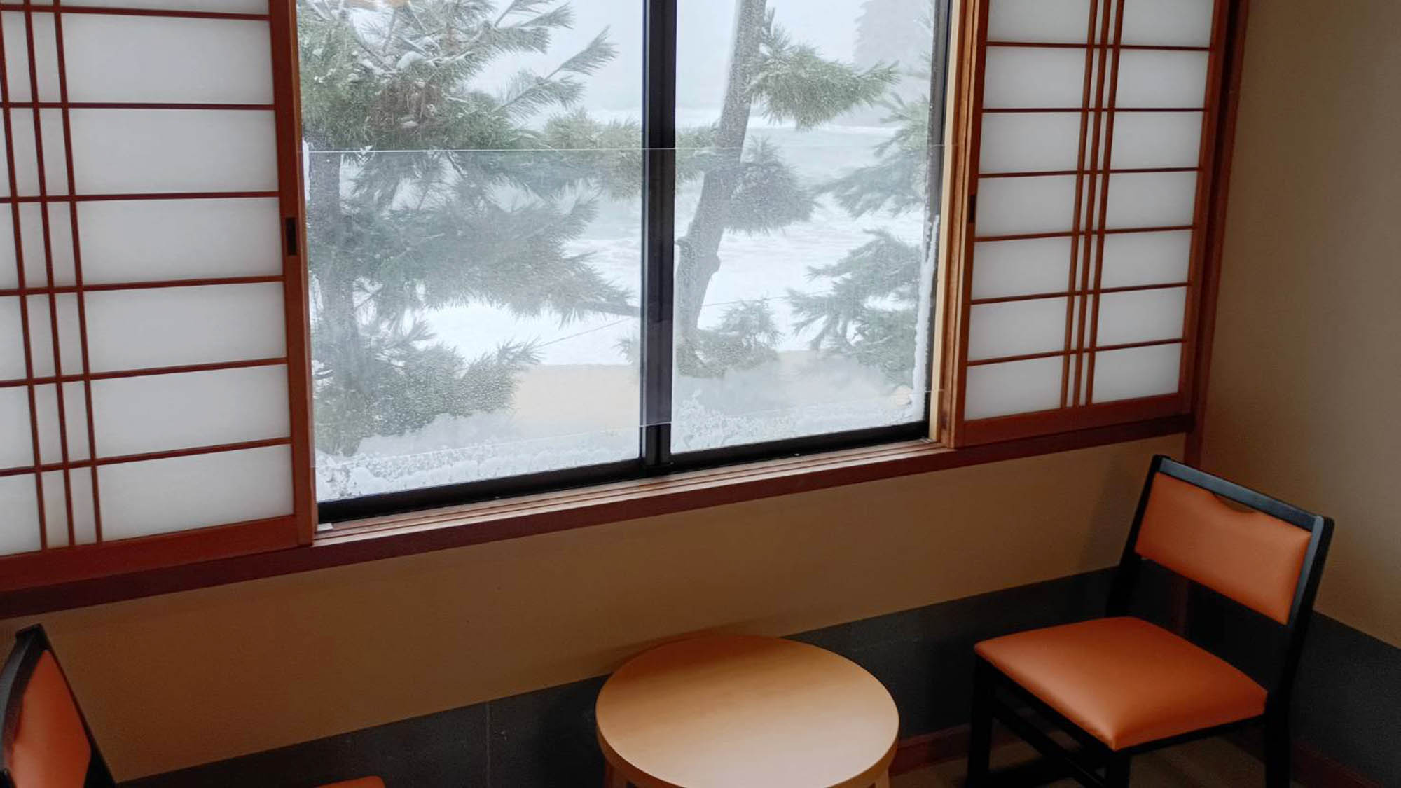 ２階海側客室からの冬の景色