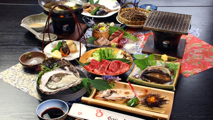 京丹後の旬の美味しい食材を贅沢に全部味わう♪あわび・のどぐろ・但馬牛・岩牡蠣・・・☆彡