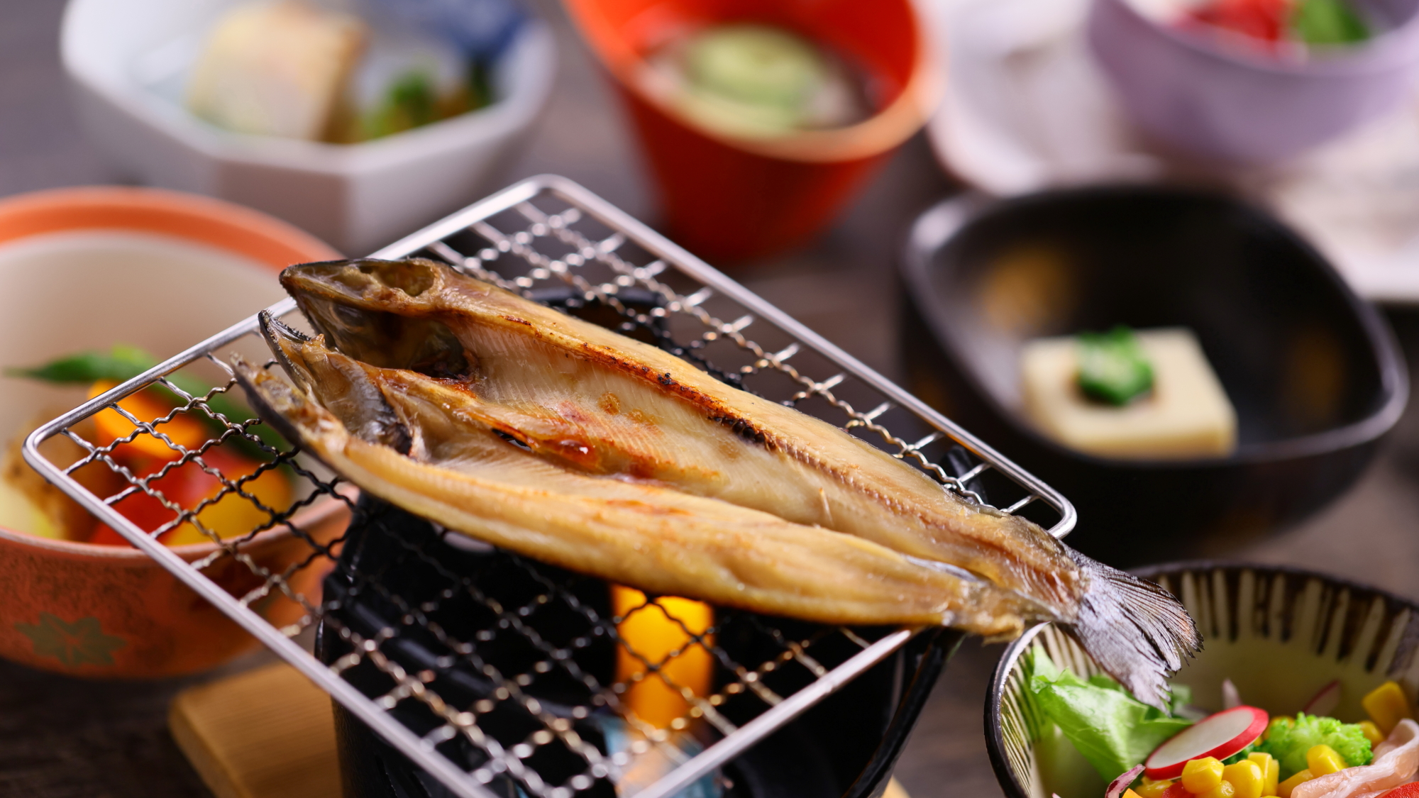 【ご朝食】自家製の川魚一夜干し／一例