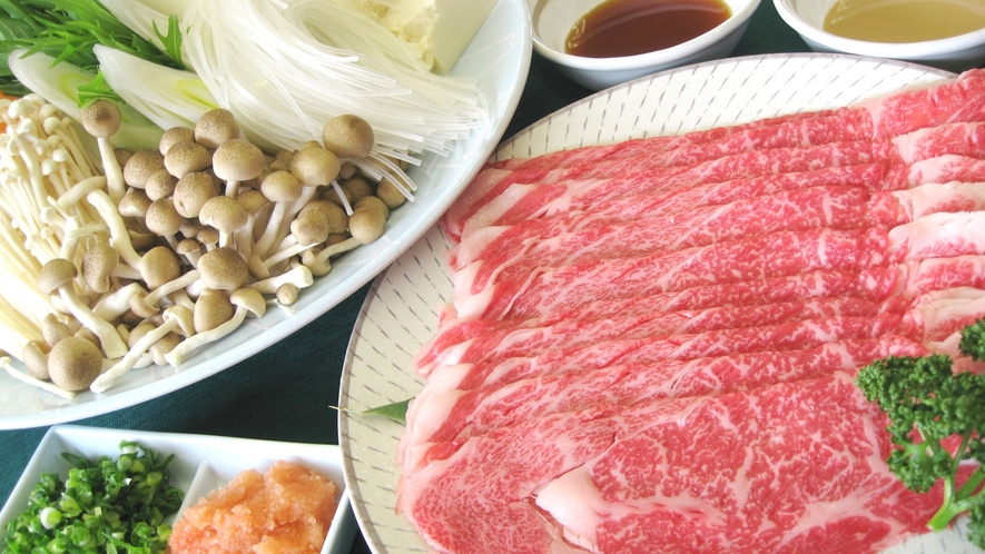 *【牛しゃぶセット一例】地元黒田庄牛をオリジナルの出汁で召し上がれ♪