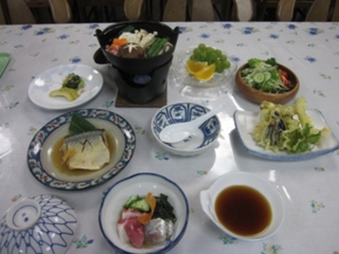 晩ご飯　信州産豚鍋と茸天ぷら
