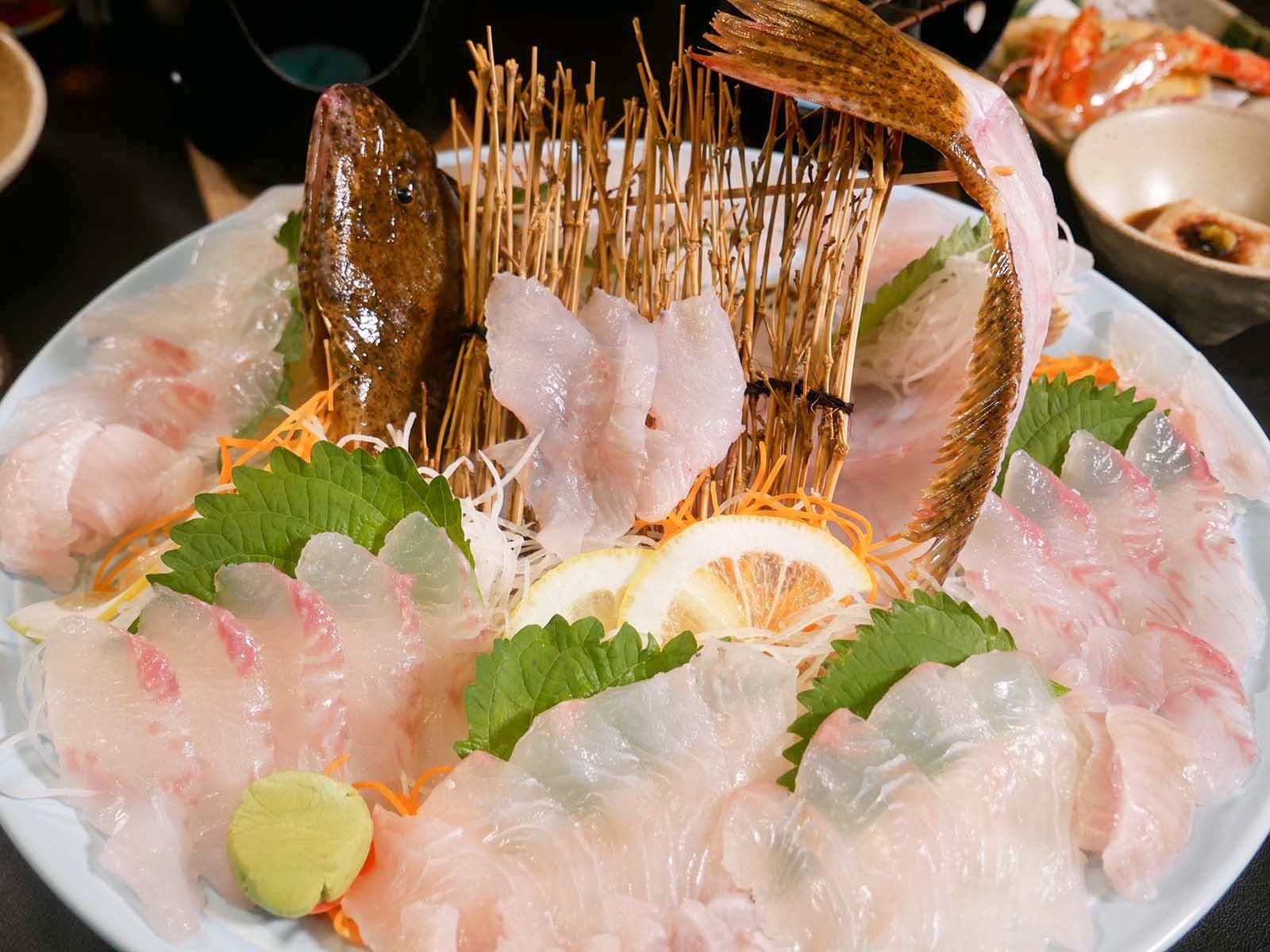 三大味覚プラン　あわび踊り焼・平目姿造り・くまもと味彩牛ステーキ会席