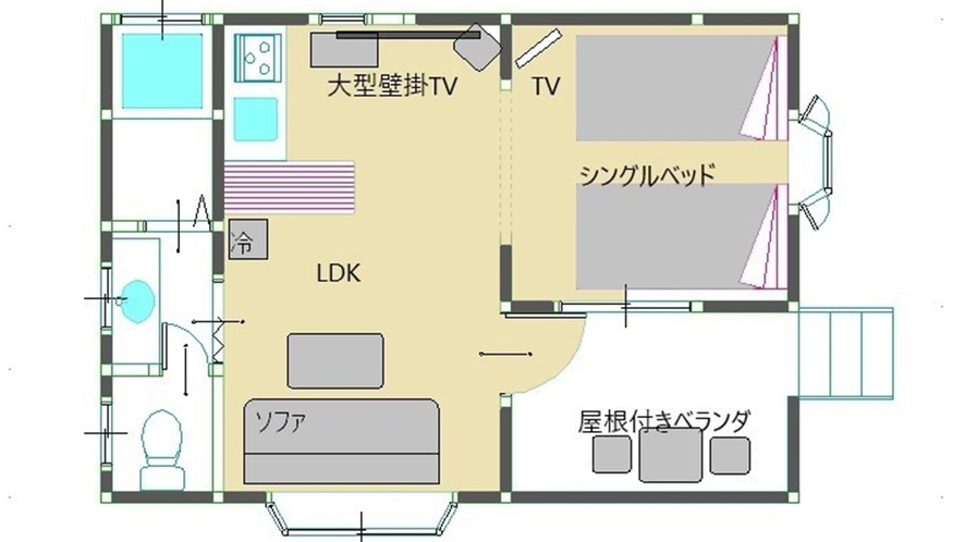 *【スイートタイプ・コテージB】間取り図