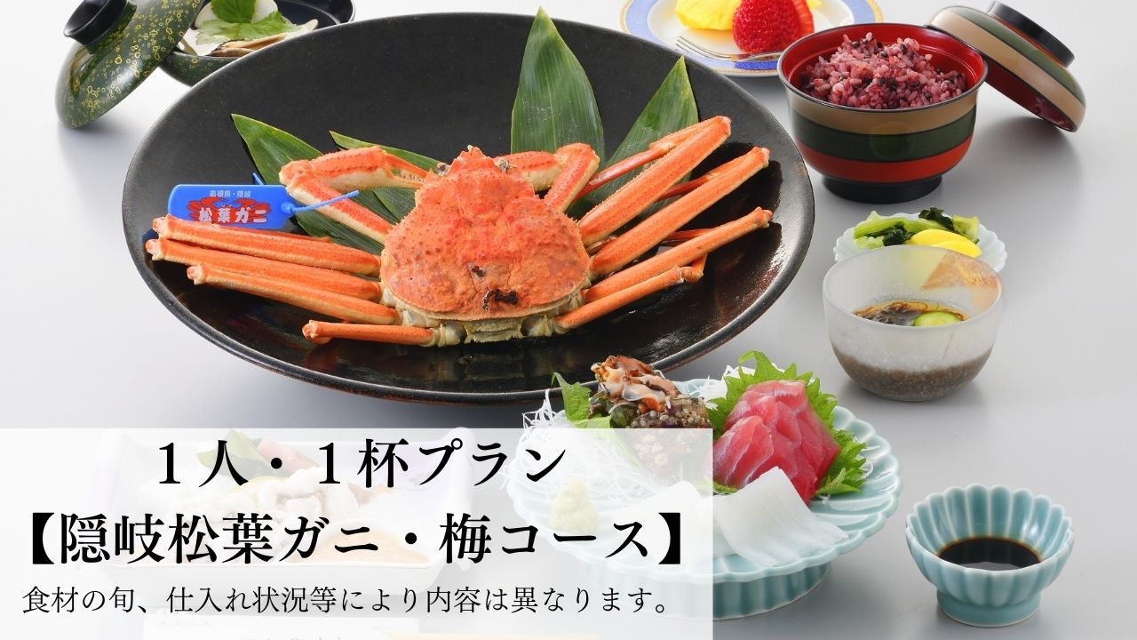【梅コース★蟹1杯】冬の味覚の王様☆タグ付！隠岐松葉蟹「お１人様1杯」量控えめ