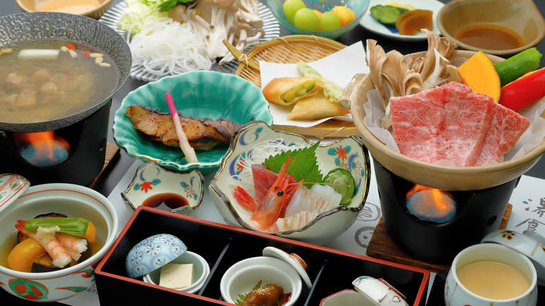 【さき楽60】スタンダード◆貸切露天風呂｜仙台牛付『一汁八菜膳』と8つのお風呂をご堪能（1泊2食）