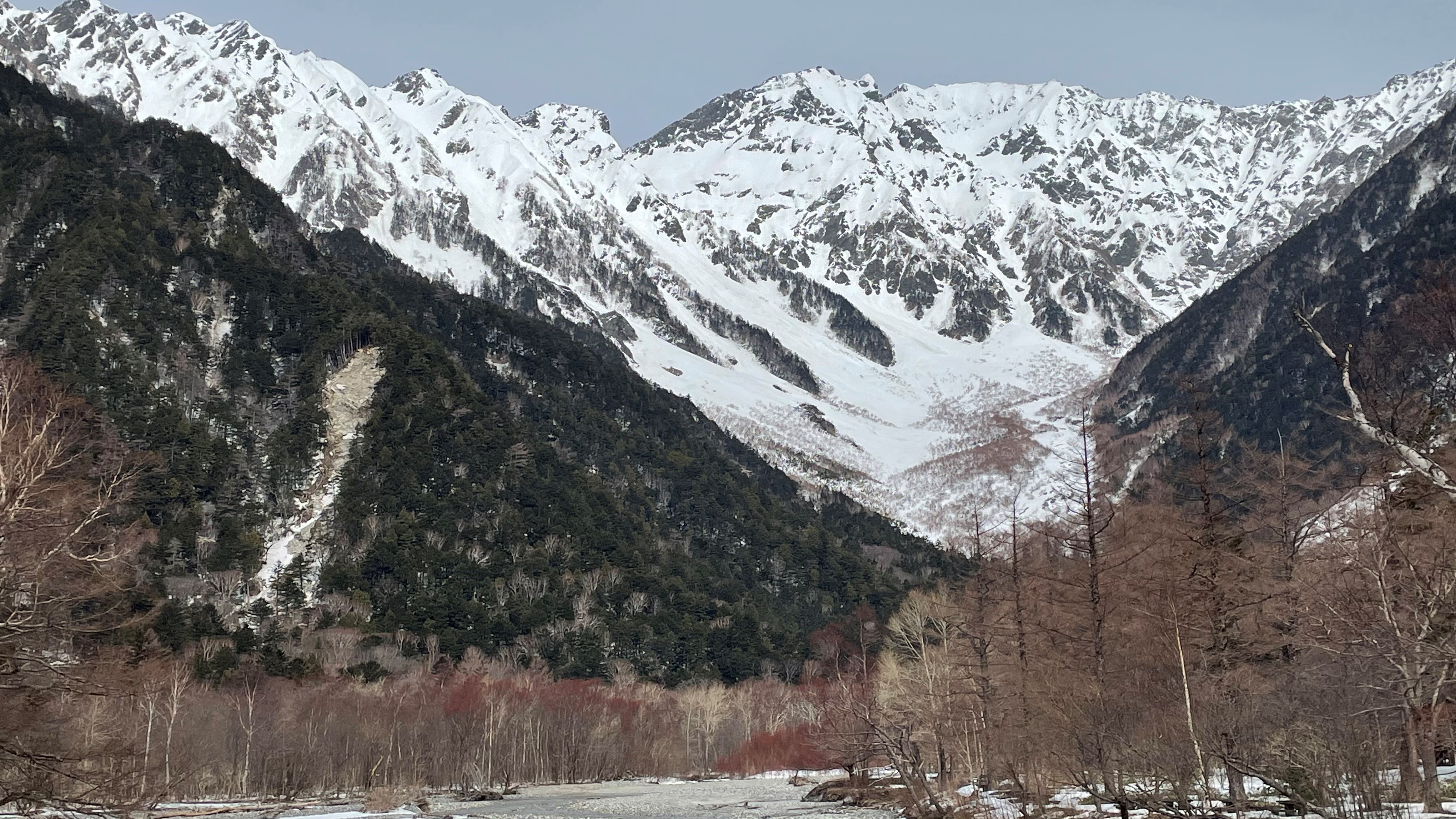 厳冬期の穂高連峰