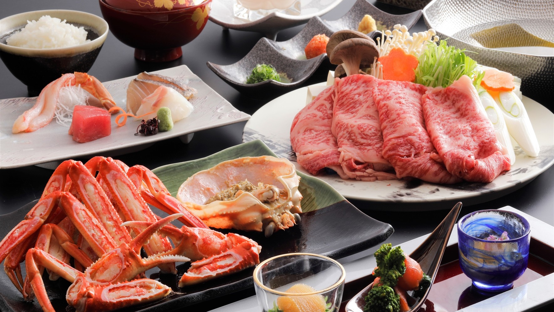 【ご夕食17：00】海の御馳走！ずわい蟹×とろける美味さ♪神戸牛しゃぶしゃぶプラン《2食付き》