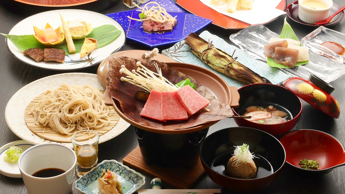 【グレードアップ】ちょっと贅沢に♪飛騨牛朴葉焼き付+基本のそば料理プラン【1泊夕食付】