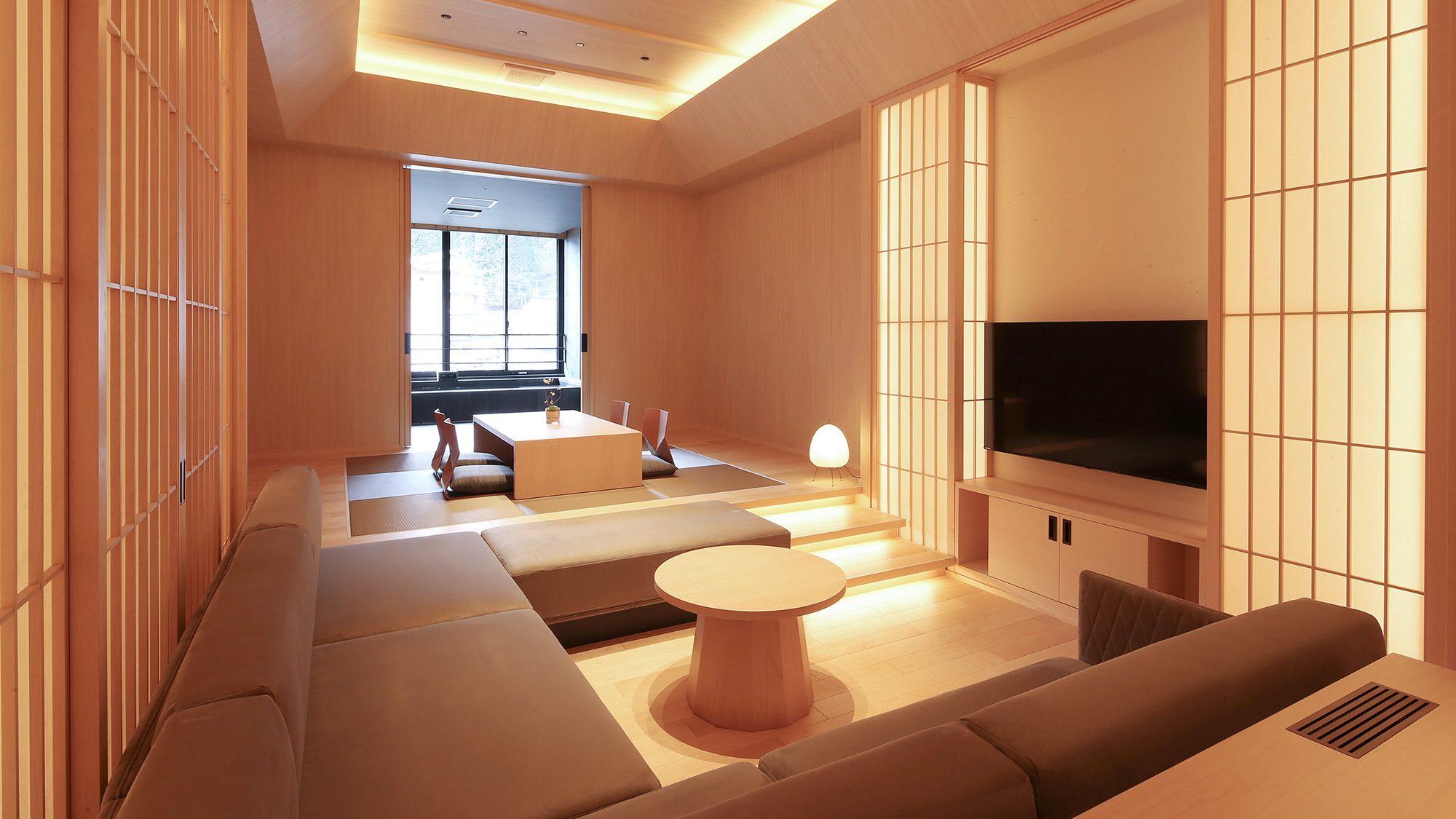 ・【客室かわみ】いつもより贅沢な温泉半露天風呂付き客室＜かわみ＞でおくつろぎください