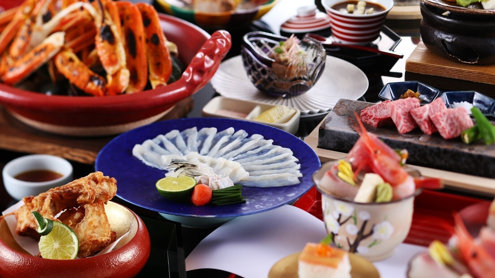 【冬限定】但馬とらふぐ2品・ズワイガニ1品・但馬牛付き 創作会席（イメージ）