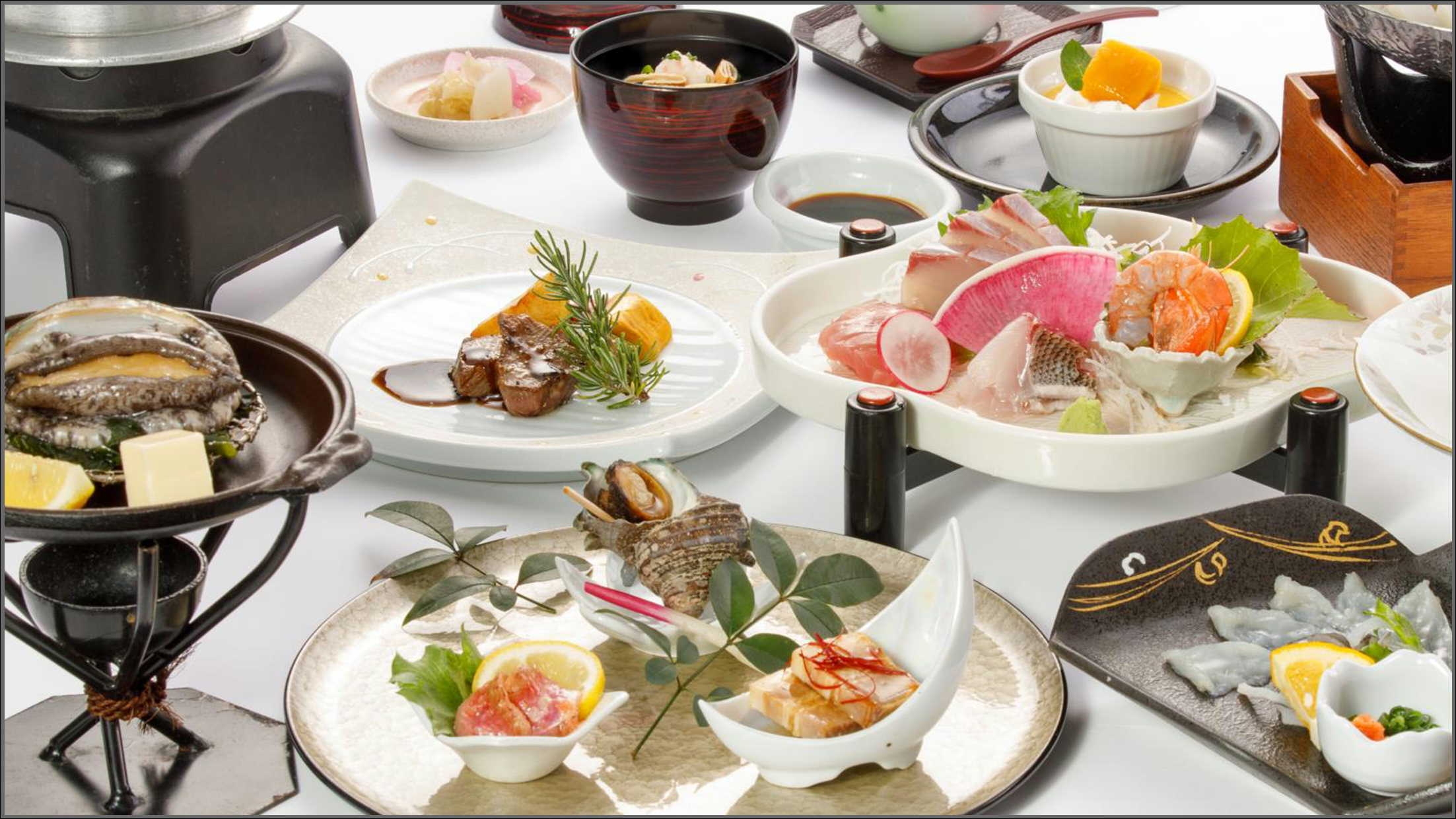 【心はずむ贅沢会席】海鮮たっぷり！長萩和牛と長州どりも！絶景を見下ろす温泉でしっとり過ごす