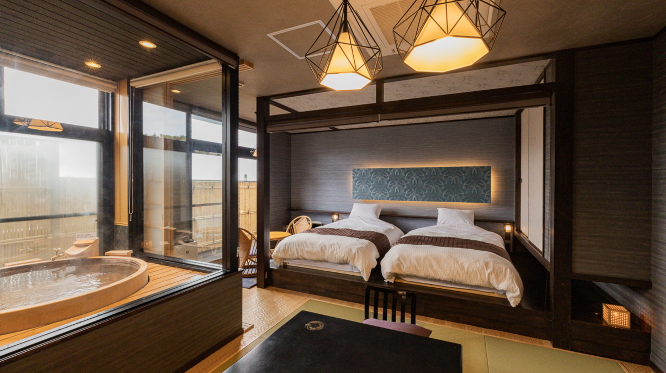 【３階・花小路】温泉半露天風呂＆テラス付和モダンスイート