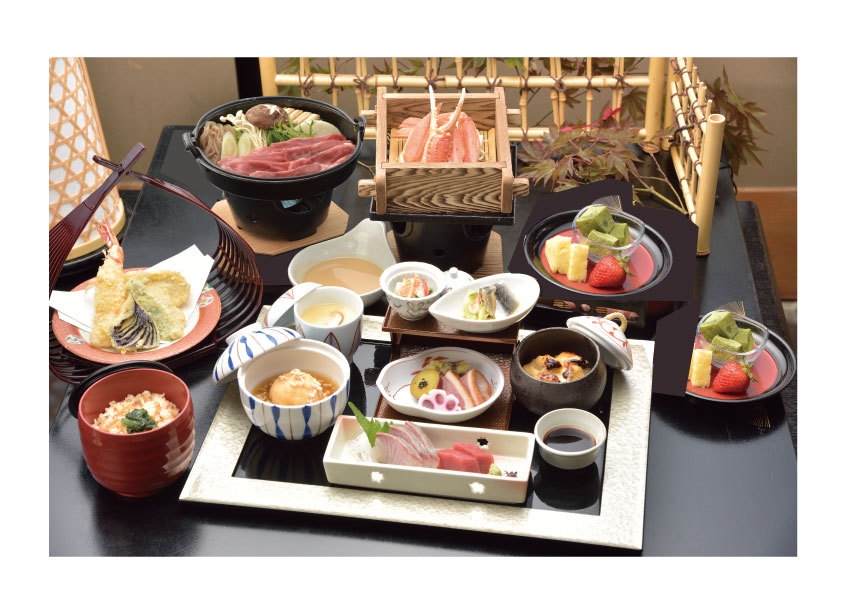 冬の味覚御膳〇揚げたて天婦羅＆蟹セイロ蒸し＆黒毛和牛すき焼＆飲み放題等◇本館・禁煙