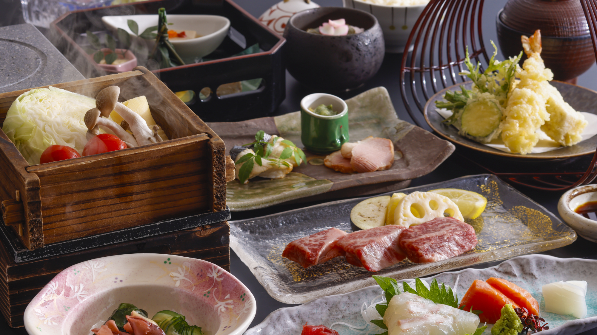 ■春の味覚御膳-グレードアップ■黒毛和牛＆春野菜の籠蒸し