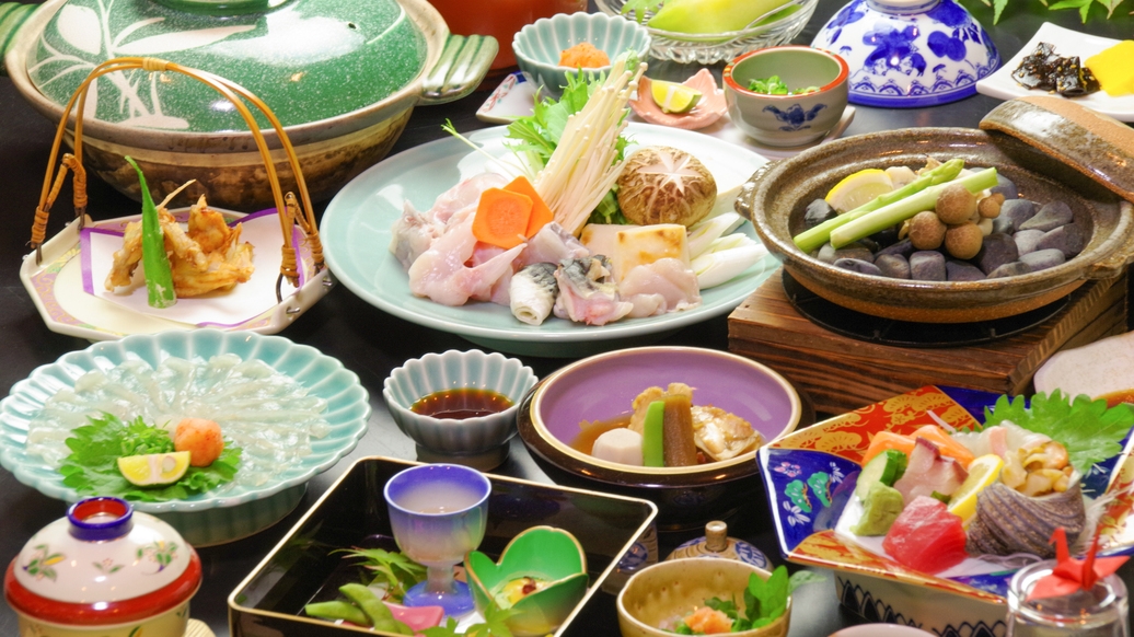 【ふぐ会席フルコース】独特の食感と深い味わいの高級魚「とらふぐ」料理７品！多彩に味わう♪