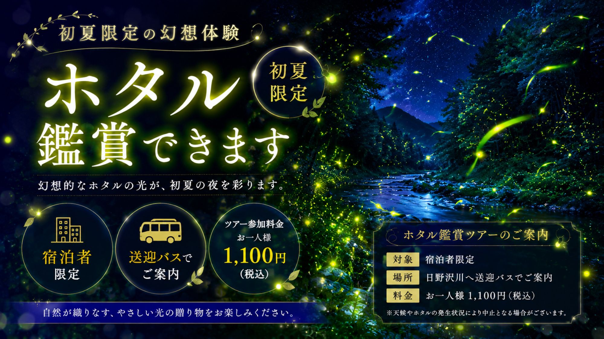 宿泊者限定｜ホタル舞う幻想的な夜へ