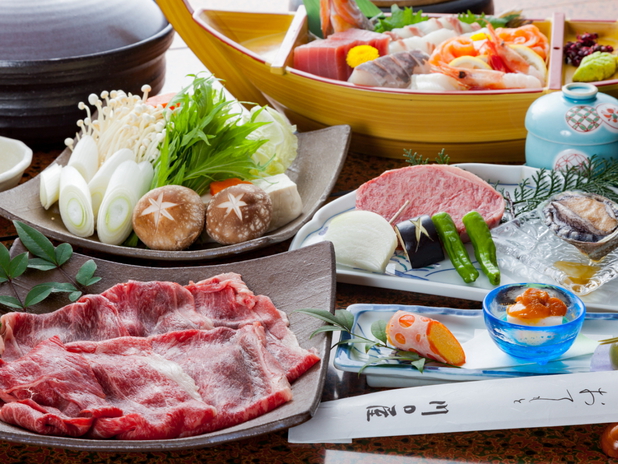 但馬の味覚三昧♪しゃぶしゃぶ・旬魚舟盛り・但馬牛と鮑のWステーキ贅沢プラン