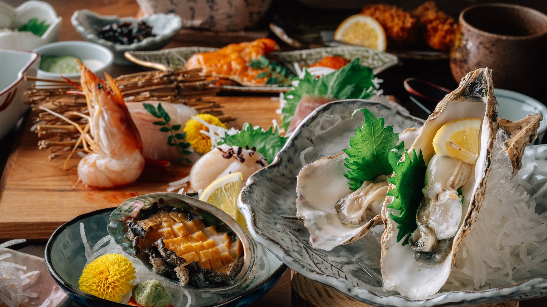 【海〜UMI〜/グレードアッププラン】季節のお食事＋アワビのお刺身付き！【2食付】