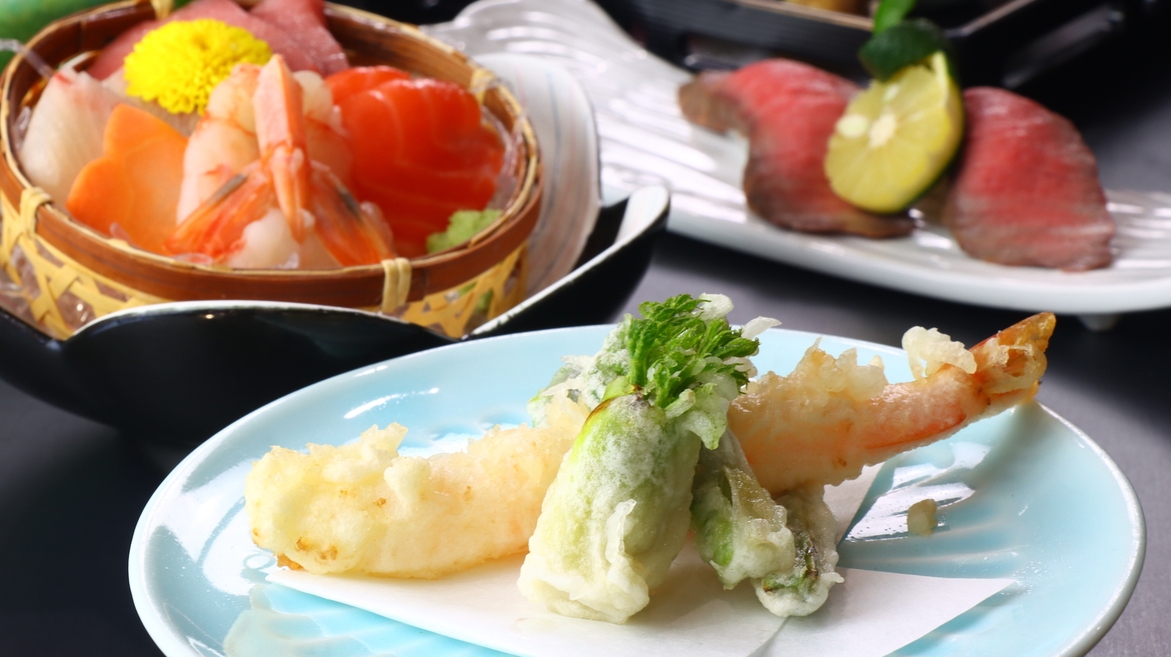 ■【グレードアップ】飛騨牛の朴葉味噌焼き×飛騨牛炙り握り×お造り四種盛り二食付き