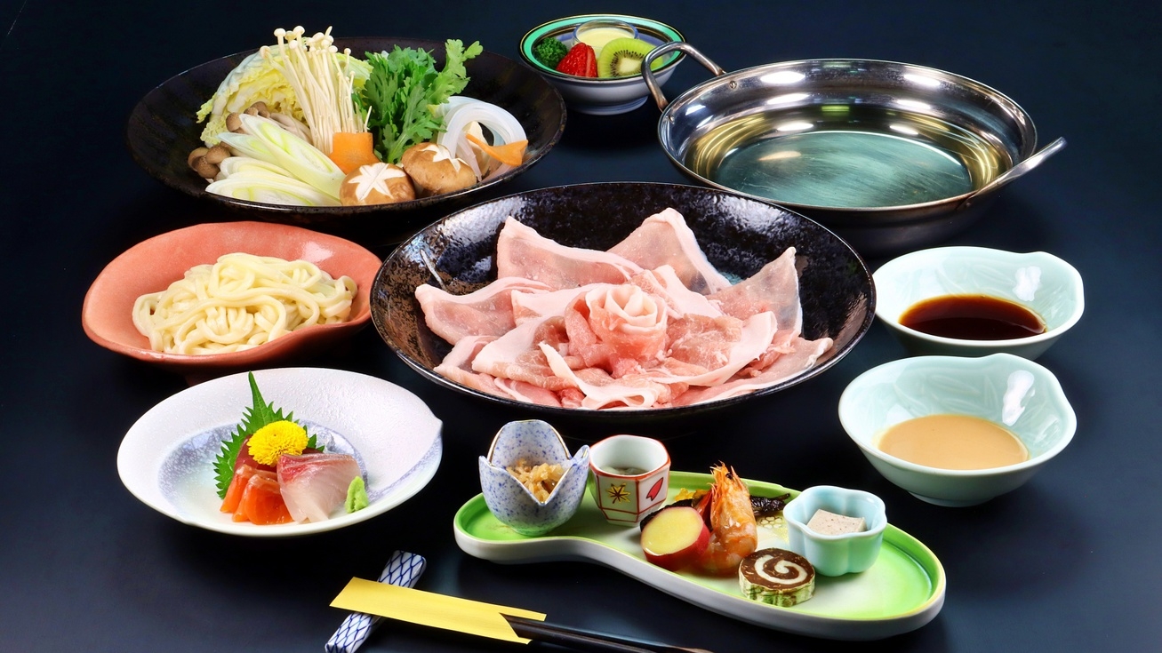 ■【リーズナブル】下呂銘柄豚・なっとく豚と旬野菜のしゃぶしゃぶ二食付き