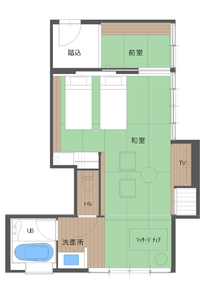 【New・紫陽花】禁煙　スタンダードツイン和洋室　平面図
