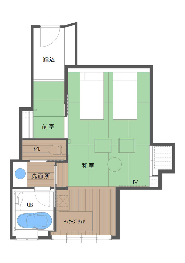 【New・椿】禁煙　スタンダードツイン和洋室　平面図