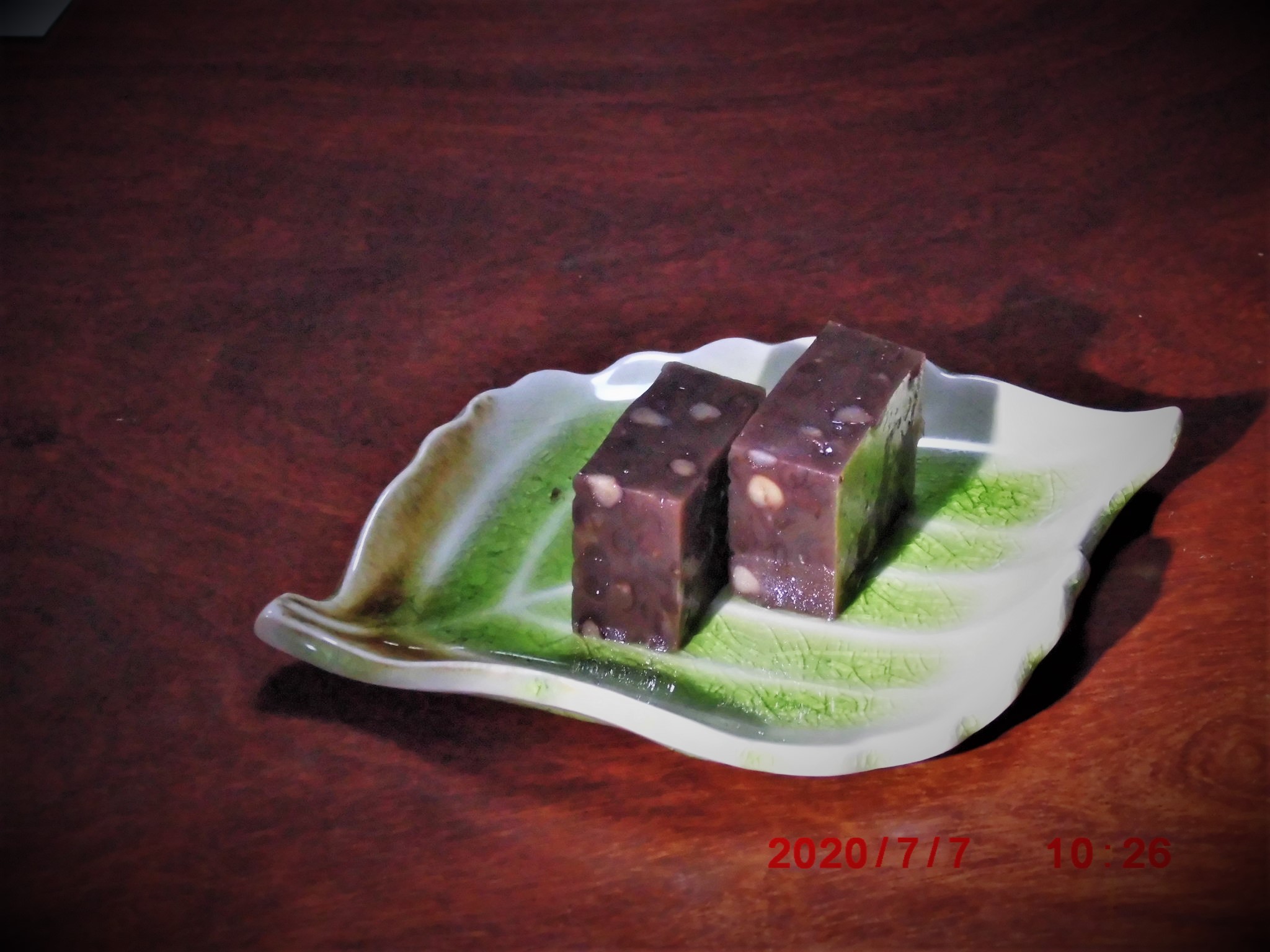 畑の小豆で羊羹作り