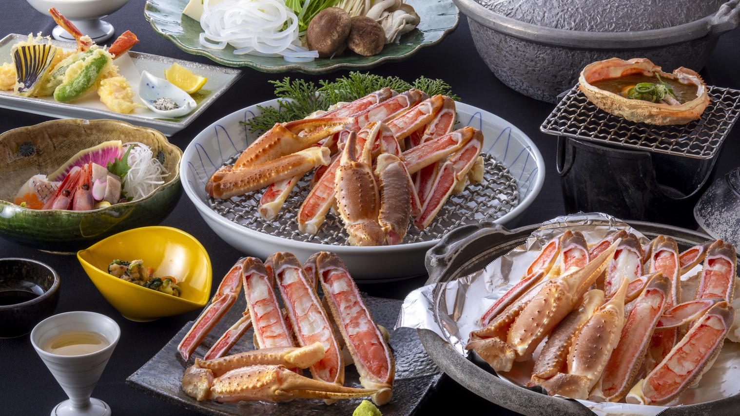 【冬・当館人気No.1】名物・カニ陶板焼き！特大ガニ（約900g/1杯）1.5杯分使用のカニコース