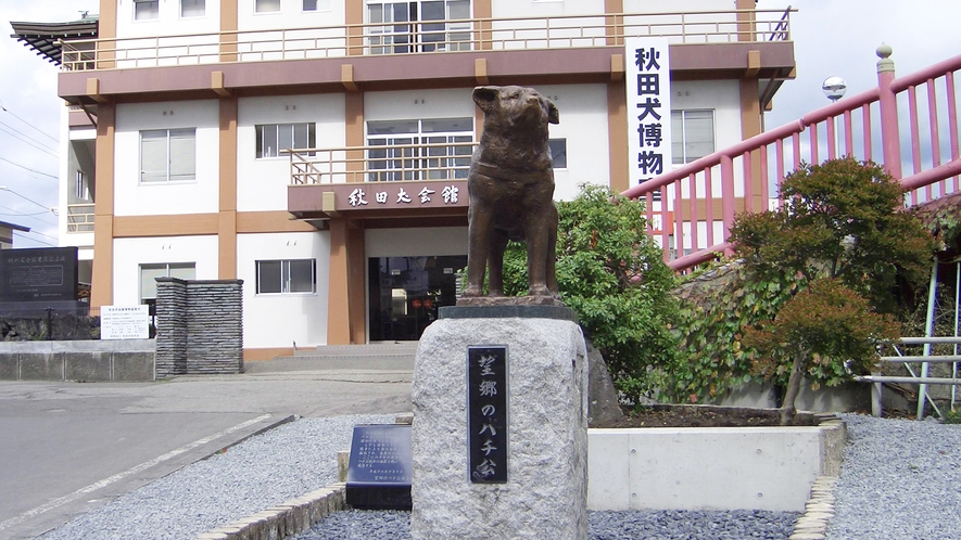 *【周辺】秋田犬会館／大館市は秋田犬発祥の地。秋田犬の歴史や生態系など詳しい資料が展示されています。